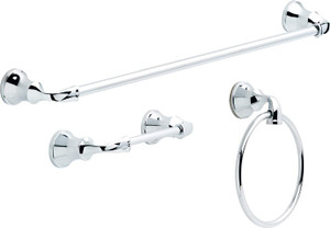 Delta LRN63-PC Lorain 3 Piece Bath Hardware Set Polished Chrome Finish Delta LRN63-PC Lorain 3 Piece Bath Hardware Set Polished Chrome Finish