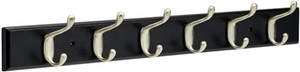 Franklin Brass 26 1/2" 6 Hook Coat/Hat Rail Black w/ Satin Nickel Heavy Duty Hooks Franklin Brass 26 1/2" 6 Hook Coat/Hat Rail Black w/ Satin Nickel Heavy Duty Hooks