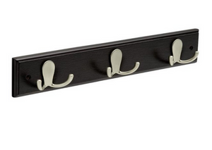 Franklin Brass 15 7/8" 3 Hook Coat/Hat Rail Black w/ Satin Nickel Double Prong Hooks Franklin Brass 15 7/8" 3 Hook Coat/Hat Rail Black w/ Satin Nickel Double Prong Hooks