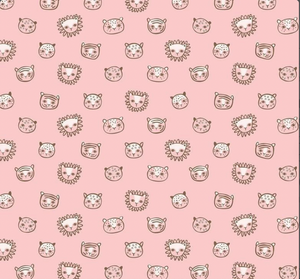 Blend Textiles Katy Tanis Lion & Tigers Feline Faces Pink Cotton Fabric By The Yard Blend Textiles Katy Tanis Lion & Tigers Feline Faces Pink Cotton Fabric By The Yard