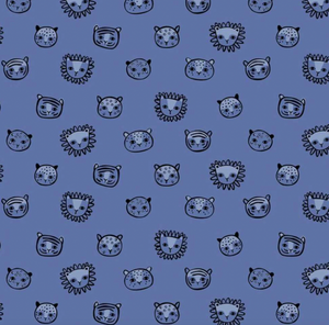 Blend Textiles Katy Tanis Lion & Tigers Feline Faces Blue Cotton Fabric By The Yard Blend Textiles Katy Tanis Lion & Tigers Feline Faces Blue Cotton Fabric By The Yard