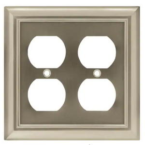 Brainerd W10767-SN Satin Nickel Architect Double Duplex Wall Plate Cover Brainerd W10767-SN Satin Nickel Architect Double Duplex Wall Plate Cover