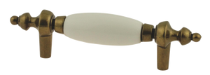 P50021C-ABW Antique Brass & White 3" Cabinet Drawer Knob Pull P50021C-ABW Antique Brass & White 3" Cabinet Drawer Knob Pull