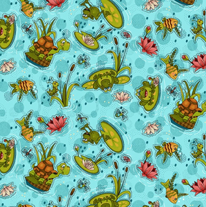Henry Glass S'more Fun Outdoors Water Lily Lt. Teal Fabric By The Yard Henry Glass S'more Fun Outdoors Water Lily Lt. Teal Fabric By The Yard
