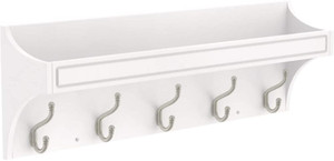 Franklin Brass 28" Classic Arch Trayed 5 Hook Rail Pure White w/ Satin Nickel Franklin Brass 28" Classic Arch Trayed 5 Hook Rail Pure White w/ Satin Nickel