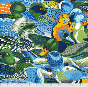 Snow Leopard Secret Stream Quackers Aqua Fabric by The Yard Snow Leopard Secret Stream Quackers Aqua Fabric by The Yard