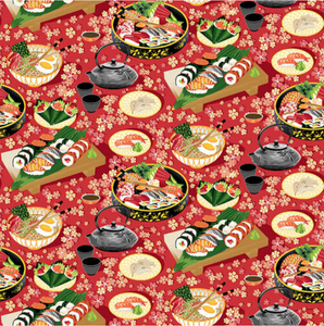 Blank Quilting Soho Sushi Bento Boxes w/ Tea Fabric By The Yard Blank Quilting Soho Sushi Bento Boxes w/ Tea Fabric By The Yard