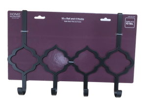 Home Decorators 16" Over the Door Quatrefoil 4 Hook Rail Flat Black Home Decorators 16" Over the Door Quatrefoil 4 Hook Rail Flat Black