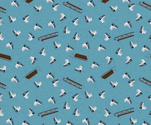 Stof Winter 4 You Winter Ice Skates Blue Fabric By The Yard Stof Winter 4 You Winter Ice Skates Blue Fabric By The Yard