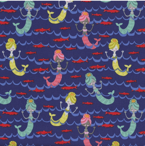 Blank Quilting Commotion in the Ocean Mermaid Navy Fabric By The Yard Blank Quilting Commotion in the Ocean Mermaid Navy Fabric By The Yard