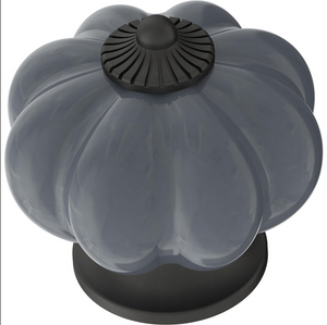 Brainerd P32974W-724 1 1/2" Stone Gray Ceramic & Black Pumpkin Cabinet Knob Brainerd P32974W-724 1 1/2" Stone Gray Ceramic & Black Pumpkin Cabinet Knob