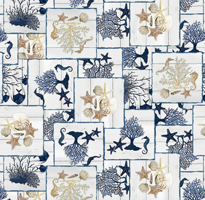 Blank Quilting Seaside Serenity Sea Life Patch Ivory Fabric By The Yard Blank Quilting Seaside Serenity Sea Life Patch Ivory Fabric By The Yard