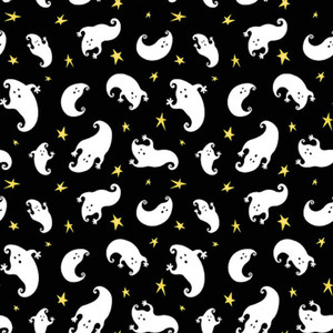 Henry Glass Boo! Glow Tossed Ghosts Black Fabric By The Yard Henry Glass Boo! Glow Tossed Ghosts Black Fabric By The Yard