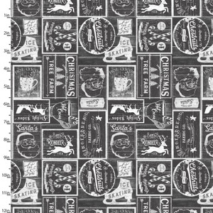 3 Wishes A Christmas To Remember Vintage Patch Charcoal Cotton Fabric By Yard 3 Wishes A Christmas To Remember Vintage Patch Charcoal Cotton Fabric By Yard