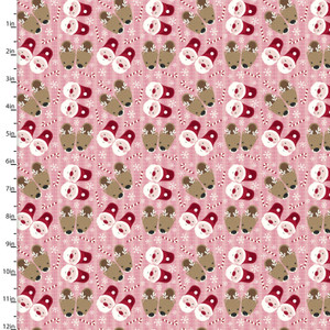 3 Wishes Snow & Hot Cocoa Slipper Buddies Pink Cotton Fabric By Yard 3 Wishes Snow & Hot Cocoa Slipper Buddies Pink Cotton Fabric By Yard