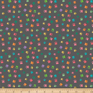 Blank Quilting Purranoia Cat Paws Dk Gray Cotton Fabric By The Yard Blank Quilting Purranoia Cat Paws Dk Gray Cotton Fabric By The Yard