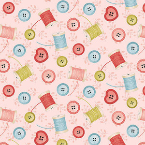 Studio E Love You Sew Tossed Spools & Buttons Pink Fabric By The Yard Studio E Love You Sew Tossed Spools & Buttons Pink Fabric By The Yard