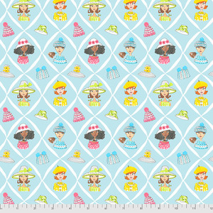 Anne Keenan Higgins Calendar Girls Happy Hatters Blue Fabric by The Yard Anne Keenan Higgins Calendar Girls Happy Hatters Blue Fabric by The Yard