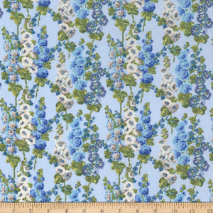 Free Spirit A Celebration of Sanderson Hollyhocks Sky Cotton Fabric By The Yard Free Spirit A Celebration of Sanderson Hollyhocks Sky Cotton Fabric By The Yard