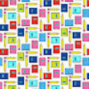 Studio E It's Elementary Notebooks & Pencils White Cotton Fabric By The Yard Studio E It's Elementary Notebooks & Pencils White Cotton Fabric By The Yard