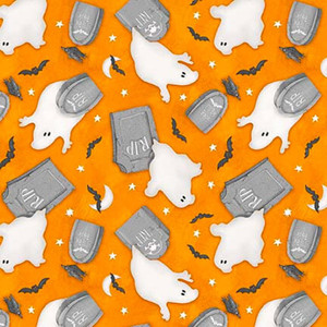 Henry Glass Nights of Olde Salem Glow Tossed Ghosts Orange Fabric By The Yard Henry Glass Nights of Olde Salem Glow Tossed Ghosts Orange Fabric By The Yard