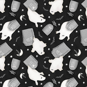Henry Glass Nights of Olde Salem Glow Tossed Ghosts Black Fabric By The Yard Henry Glass Nights of Olde Salem Glow Tossed Ghosts Black Fabric By The Yard
