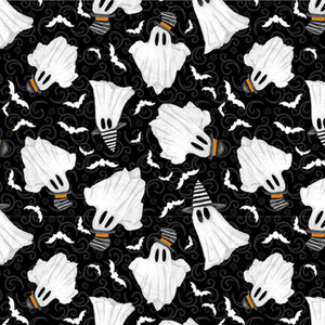 Henry Glass Olde Salem Black Hat Society Ghosts Black Glow Fabric By The Yard Henry Glass Olde Salem Black Hat Society Ghosts Black Glow Fabric By The Yard