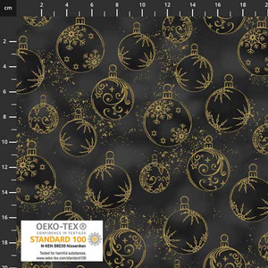 Stof European Petit Cristal Small Christmas Balls Grey Gold Cotton Fabric By The Yard Stof European Petit Cristal Small Christmas Balls Grey Gold Cotton Fabric By The Yard