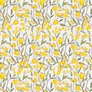 Blank Quilting Folk Garden Flowers Yellow Cotton Fabric By The Yard Blank Quilting Folk Garden Flowers Yellow Cotton Fabric By The Yard