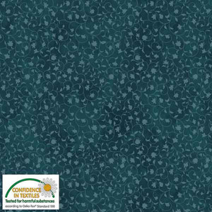 Stof Quilters Combination Flowers and Leaves Teal Cotton Fabric By The Yard Stof Quilters Combination Flowers and Leaves Teal Cotton Fabric By The Yard