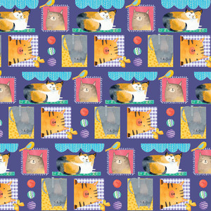 Blank Quilting Purranoia Cat Patch Purple Cotton Fabric By The Yard Blank Quilting Purranoia Cat Patch Purple Cotton Fabric By The Yard