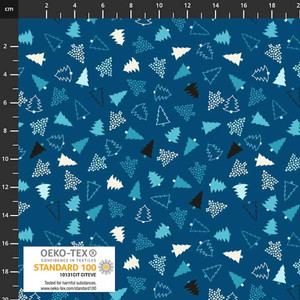 Stof European Quilting Winter Pingos Christmas Trees & Stars Blue Fabric By The Yard Stof European Quilting Winter Pingos Christmas Trees & Stars Blue Fabric By The Yard
