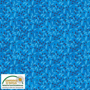 Stof Quilters Combination Berries & Leaves Blue Cotton Fabric By The Yard Stof Quilters Combination Berries & Leaves Blue Cotton Fabric By The Yard