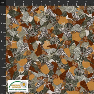 Stof European Ocean Jewels Seashells Olive Cotton Fabric By The Yard Stof European Ocean Jewels Seashells Olive Cotton Fabric By The Yard