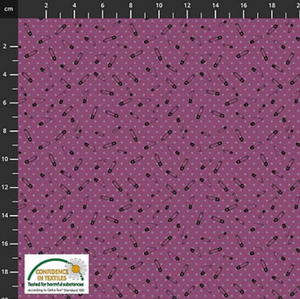 Stof European Sew Sew Sew It Safety Pins Purple Cotton Quilting Fabric By The Yard Stof European Sew Sew Sew It Safety Pins Purple Cotton Quilting Fabric By The Yard