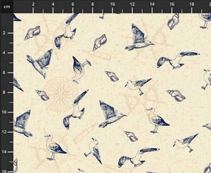 Stof European My Seven Seas Sea Birds & Clams Sand Cotton Quilting Fabric By The Yard Stof European My Seven Seas Sea Birds & Clams Sand Cotton Quilting Fabric By The Yard