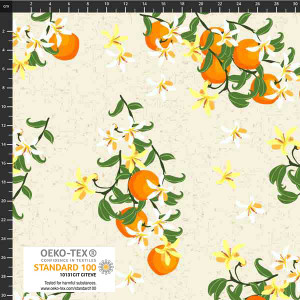 Stof European Citronella Bloom Oranges Sand Quilting Cotton Fabric By The Yard Stof European Citronella Bloom Oranges Sand Quilting Cotton Fabric By The Yard