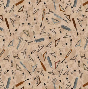 Stof European Sew Sew Sew It Sewing Equipment Sand Cotton Quilting Fabric By The Yard Stof European Sew Sew Sew It Sewing Equipment Sand Cotton Quilting Fabric By The Yard