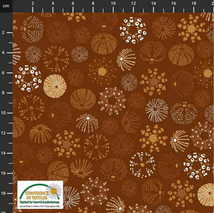 Stof European Ocean Jewels Sea Urchins Brown Cotton Fabric By The Yard Stof European Ocean Jewels Sea Urchins Brown Cotton Fabric By The Yard