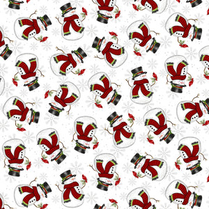 StudioE Merry Town Tossed Snowman White Cotton Fabric By The Yard StudioE Merry Town Tossed Snowman White Cotton Fabric By The Yard