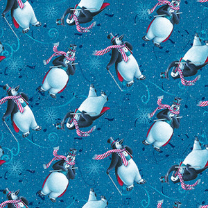 StudioE 12 Days Of Christmas Penguins Cyan Cotton Fabric By The Yard StudioE 12 Days Of Christmas Penguins Cyan Cotton Fabric By The Yard
