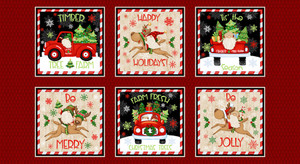 Henry Glass Timber Gnomies Tree Farm 24" Block Panel Red Cotton Fabric By The Panel Henry Glass Timber Gnomies Tree Farm 24" Block Panel Red Cotton Fabric By The Panel