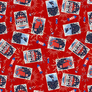 Henry Glass Patriotic Picnic Tossed Images In Boxes Red Cotton Fabric By The Yard Henry Glass Patriotic Picnic Tossed Images In Boxes Red Cotton Fabric By The Yard