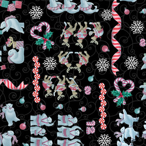 StudioE 12 Days Of Christmas Patchwork Black Cotton Fabric By The Yard StudioE 12 Days Of Christmas Patchwork Black Cotton Fabric By The Yard