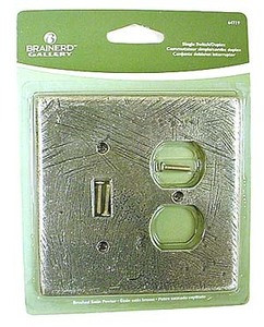 64719 Satin Pewter Rustic Design Single Switch/Duplex Cover