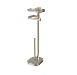 Delta 46609-FN Freestanding Toilet Paper Holder w/ Shelf and Reserve Flat Nickel Finish Delta 46609-FN Freestanding Toilet Paper Holder w/ Shelf and Reserve Flat Nickel Finish