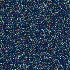 StudioE Fractal Forest Mini Floral Indigo Cotton Fabric By The Yard StudioE Fractal Forest Mini Floral Indigo Cotton Fabric By The Yard