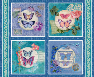 Blank Quilting Victoria Block Panel Royal Cotton Fabric By The Panel Blank Quilting Victoria Block Panel Royal Cotton Fabric By The Panel
