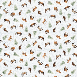Henry Glass Holiday Spirit Horse Allover Gray Cotton Fabric By The Yard