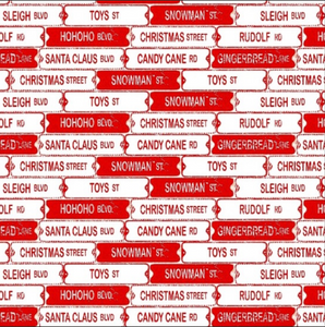 Studio E Vintage Whispers From Santa Street Signs Red Fabric By The Yd Studio E Vintage Whispers From Santa Street Signs Red Fabric By The Yd